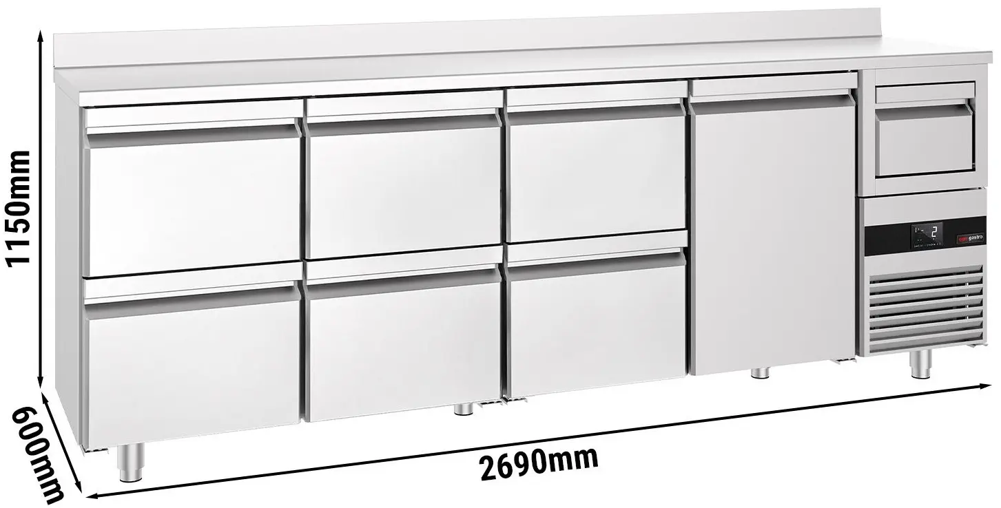 Masa frigorifica pentru bar GGM Gastro BGKF266DN#3#SBGKF12 (Inox) - 7