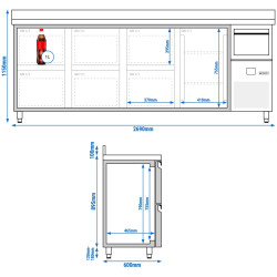 Masa frigorifica pentru bar GGM Gastro BGKF266DN#3#SBGKF12 (Inox) Thumb