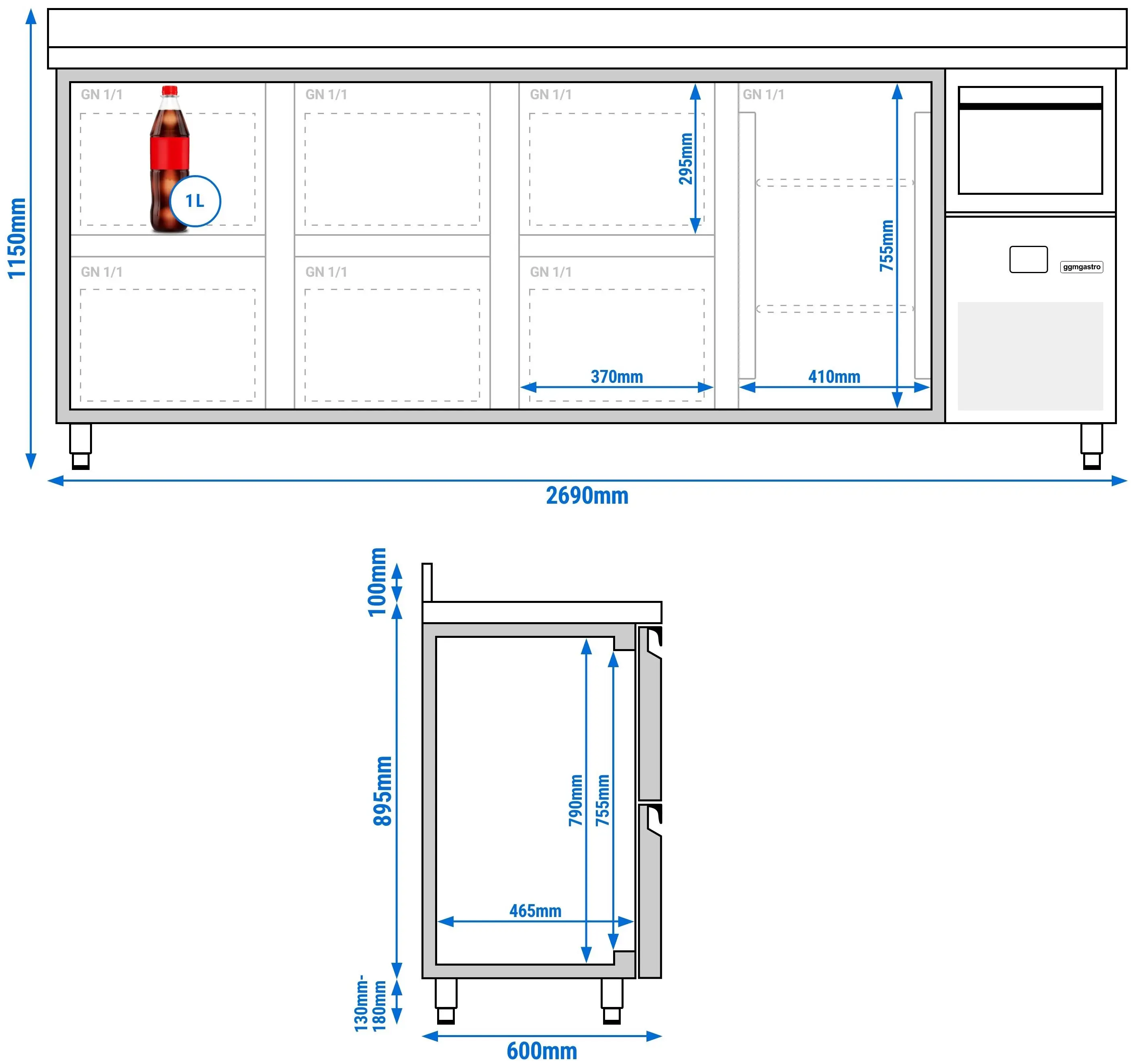 Masa frigorifica pentru bar GGM Gastro BGKF266DN#3#SBGKF12 (Inox) - 8