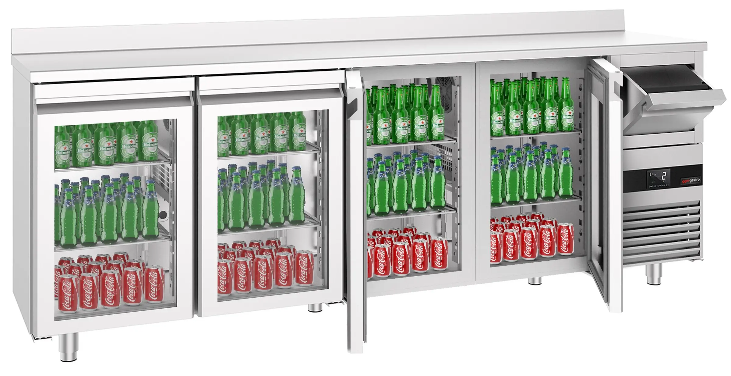 Masa frigorifica pentru bar GGM Gastro BGKF266DN#4#GT (Inox) - 2