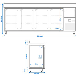 Masa frigorifica pentru bar GGM Gastro BGKF266DN#4#GT (Inox) Thumb