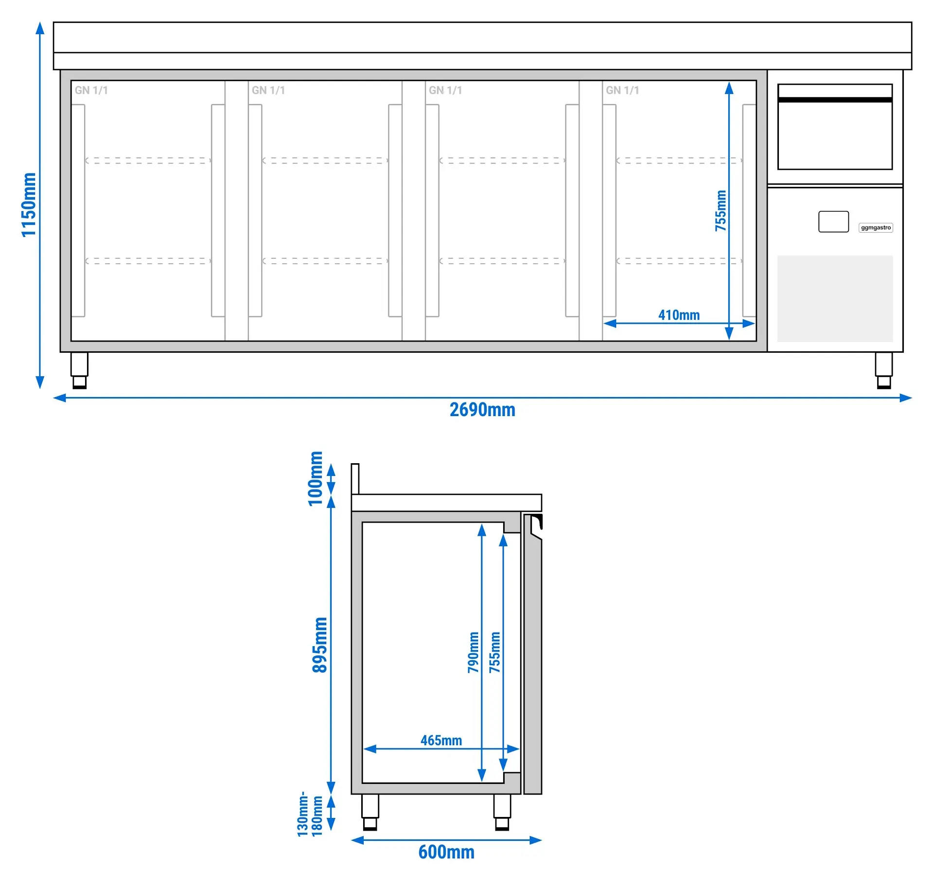 Masa frigorifica pentru bar GGM Gastro BGKF266DN (Inox) - 9