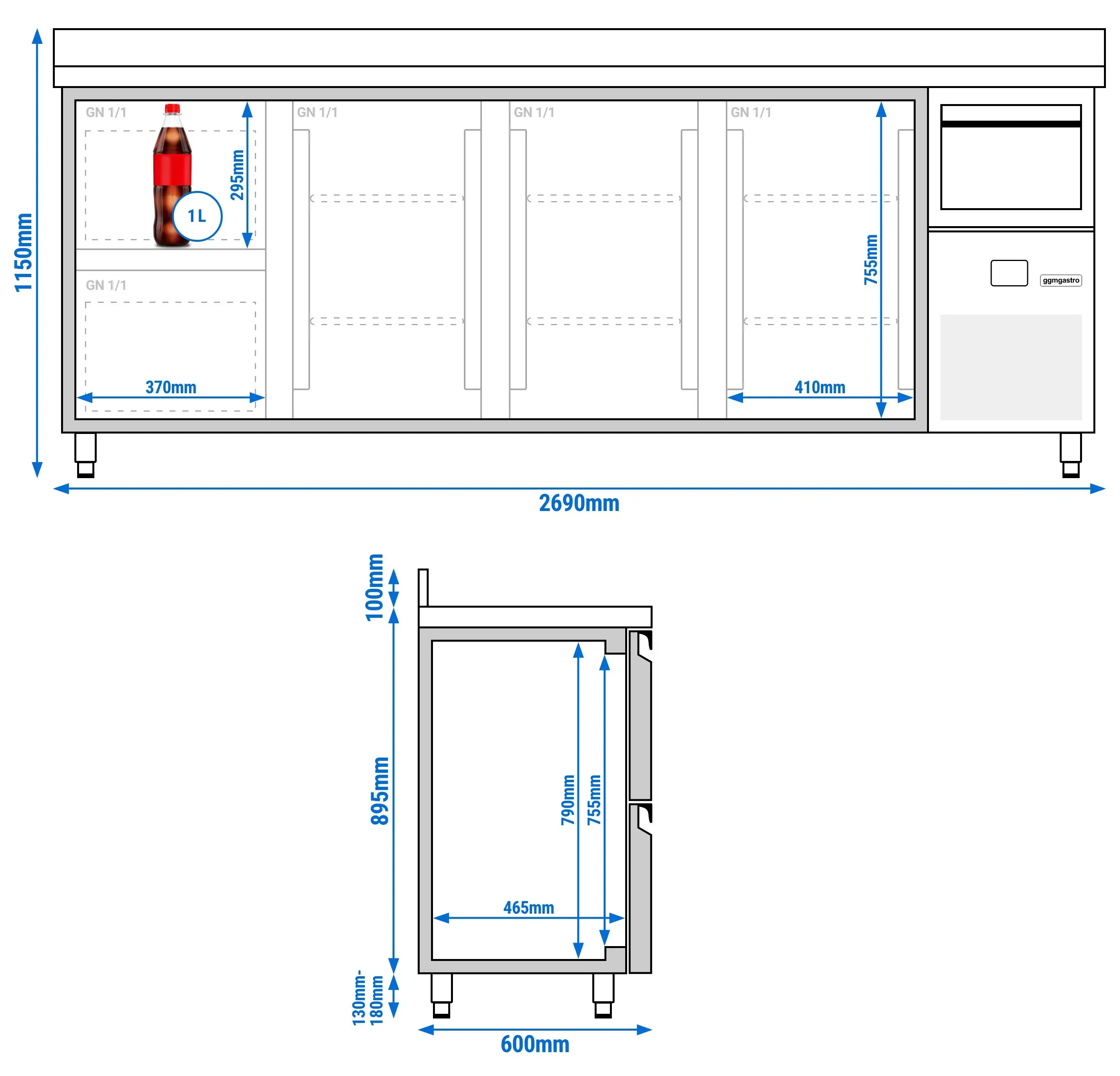 Masa frigorifica pentru bar GGM Gastro BGKF266DN#SBGKF12 (Inox) - 9