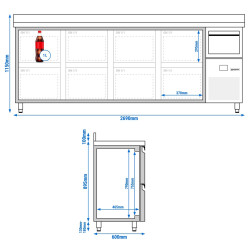 Masa frigorifica pentru bar GGM Gastro BGKF266DN8S (Inox) Thumb