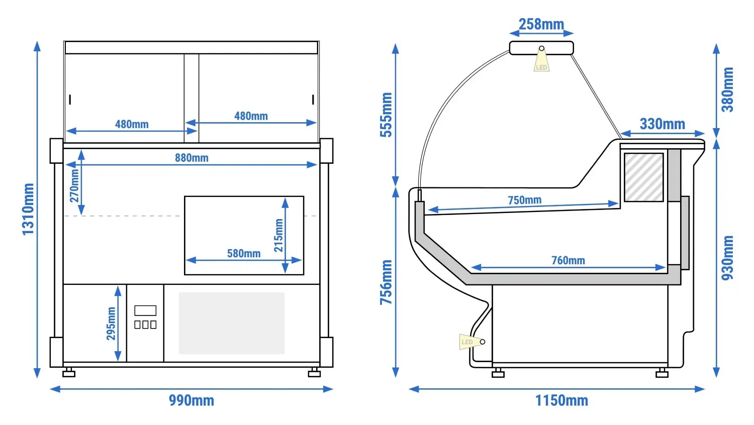 Холодильная витрина для магазина GGM Gastro KRM111N-B (Blue) - 8