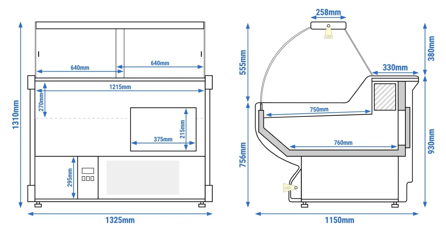 Холодильная витрина для магазина GGM Gastro KRM131N-B (Blue) - 9