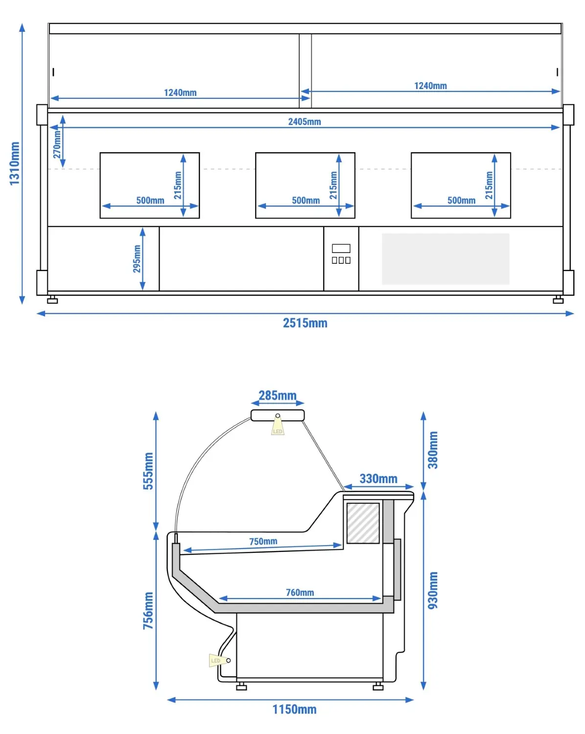 Холодильная витрина для магазина GGM Gastro KRM251N-R (Red) - 8