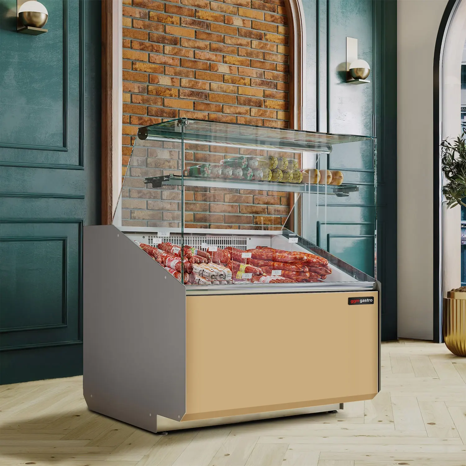 Холодильная витрина для магазина GGM Gastro KTJI109E-BG (Beige) - 4