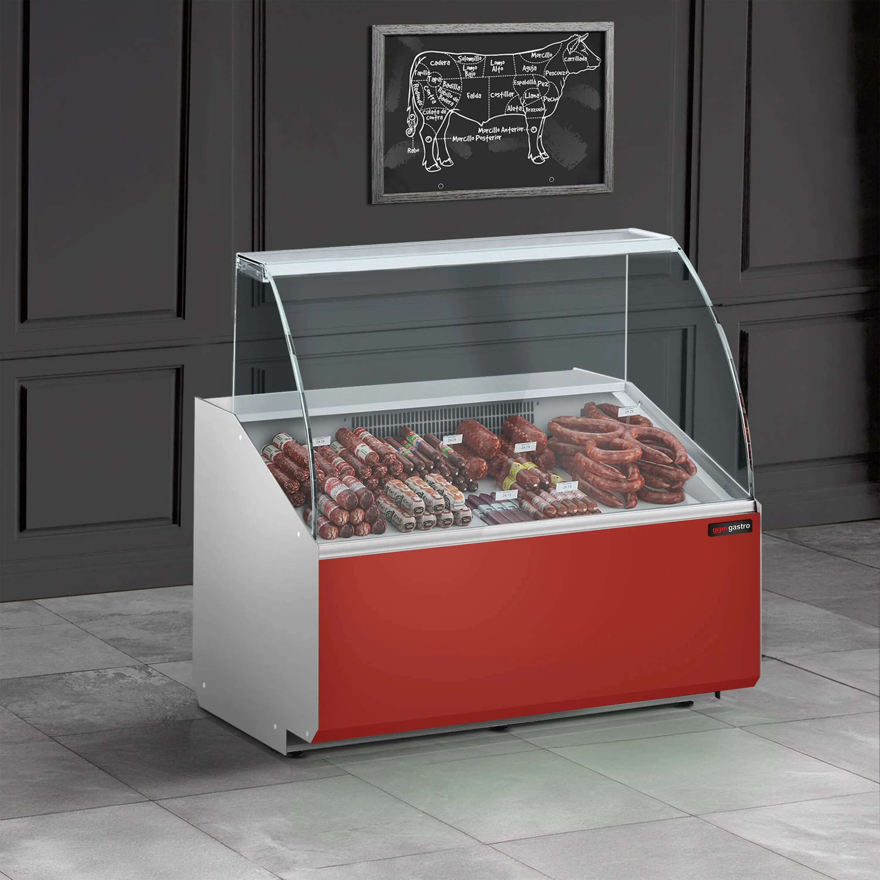 Холодильная витрина для магазина GGM Gastro KTJI109G-R (Red) - 4