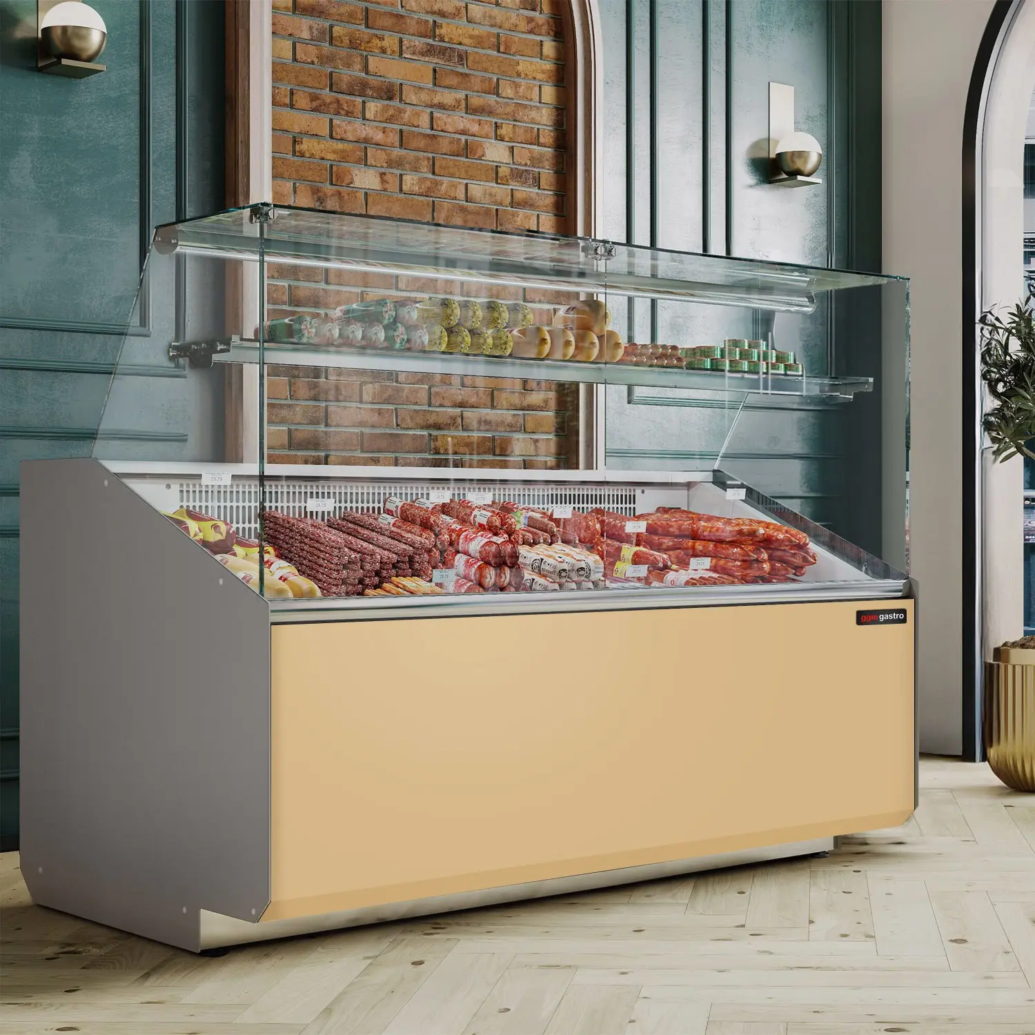 Холодильная витрина для магазина GGM Gastro KTJI159E-BG (Beige) - 5