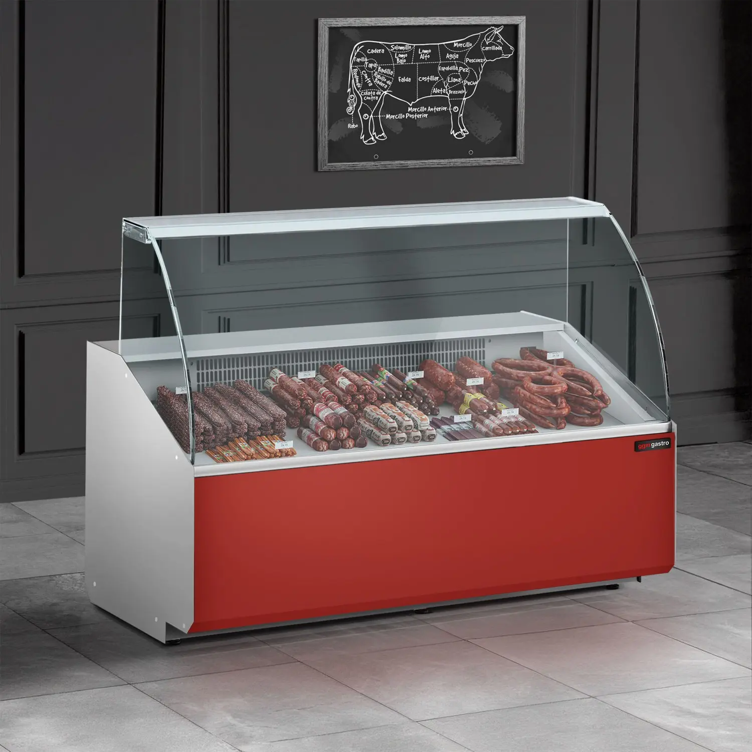 Холодильная витрина для магазина GGM Gastro KTJI159G-R (Red) - 5
