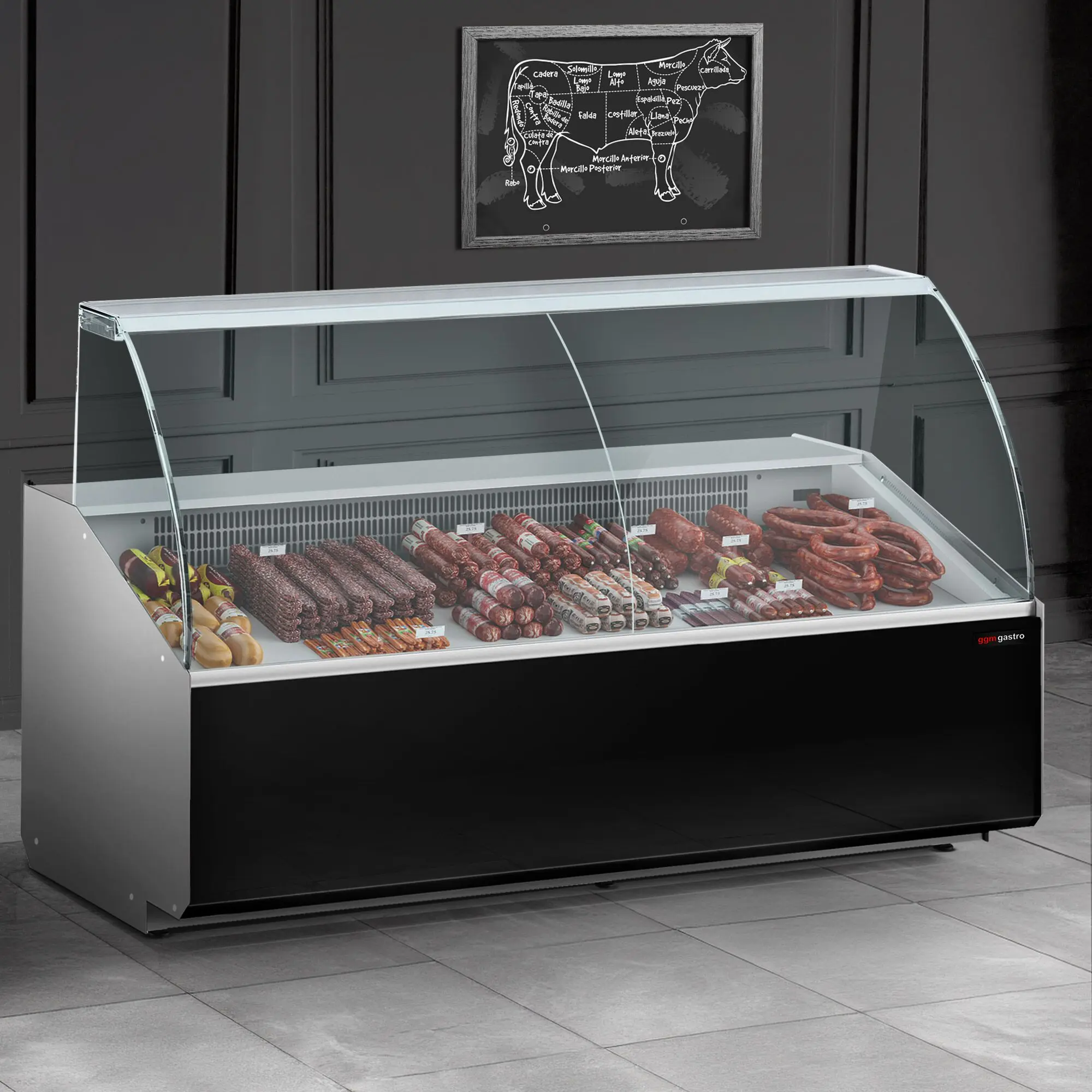 Холодильная витрина для магазина GGM Gastro KTJI259G (Black) - 4