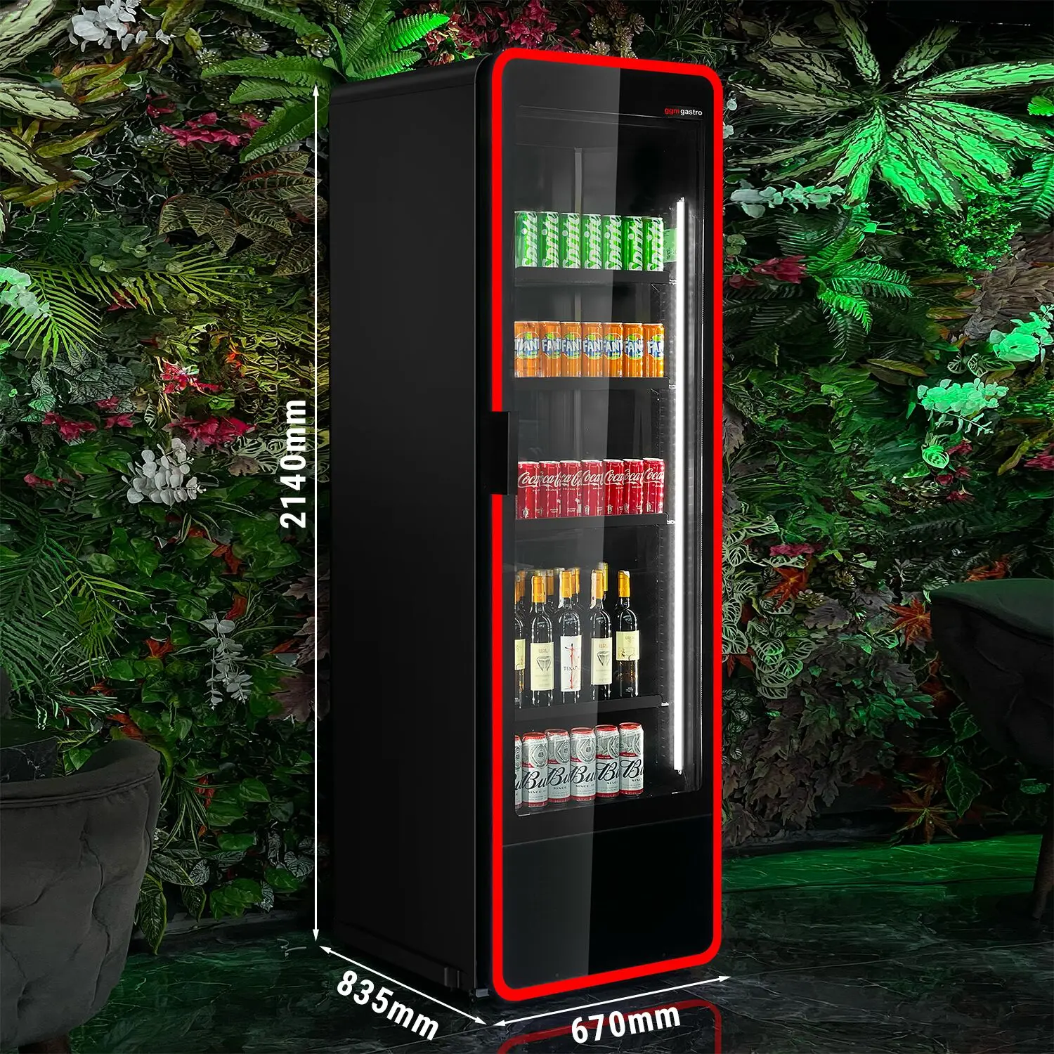 Холодильная витрина для напитков GGM Gastro GKE550LED RGB (Black) - 14