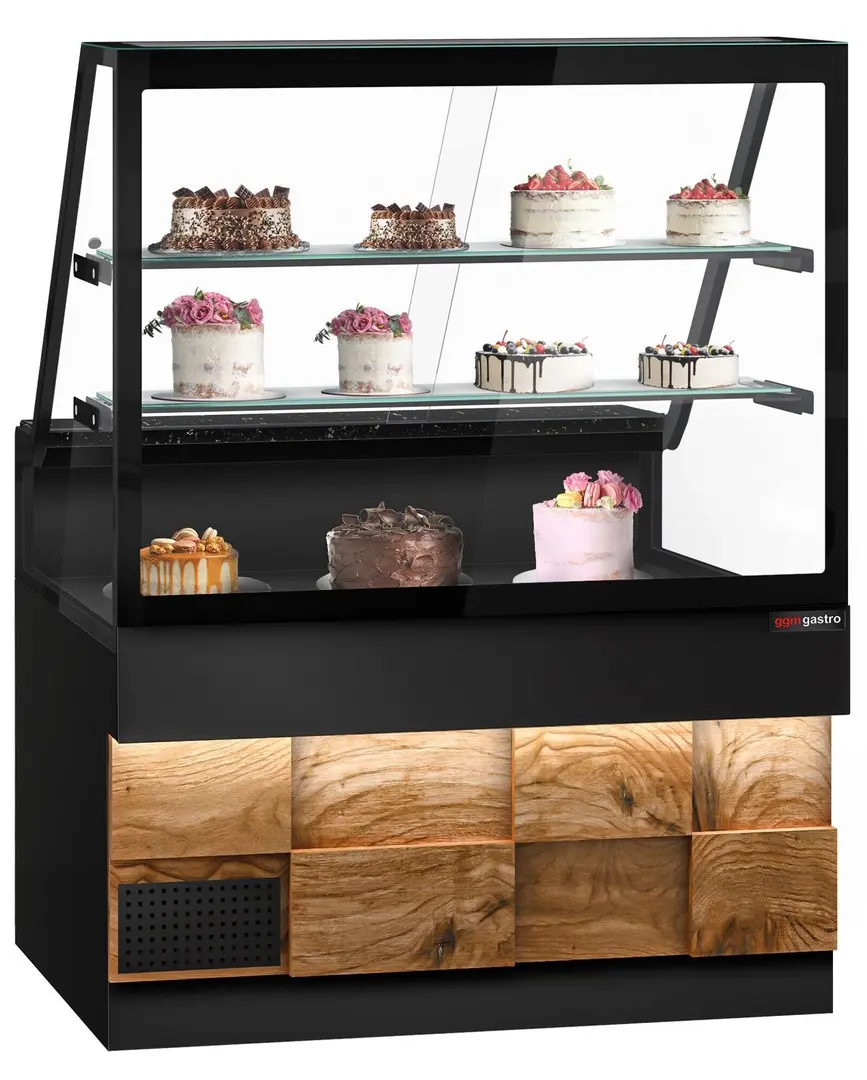 Vitrina frigorifica GGM Gastro Toronto KTHE130DN (Black/Natural)