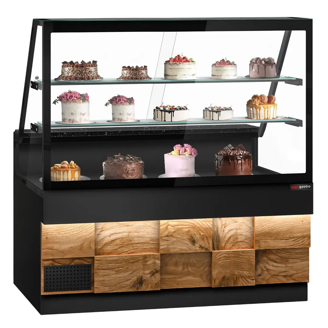 Vitrina frigorifica GGM Gastro Toronto KTHE160DN (Black/Natural)