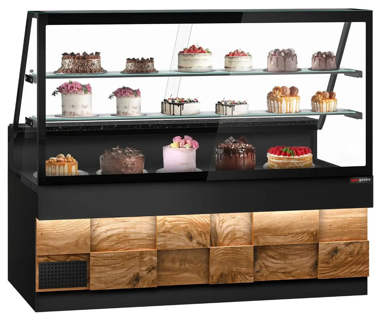 Vitrina frigorifica GGM Gastro Toronto KTHE200DN (Black/Natural)
