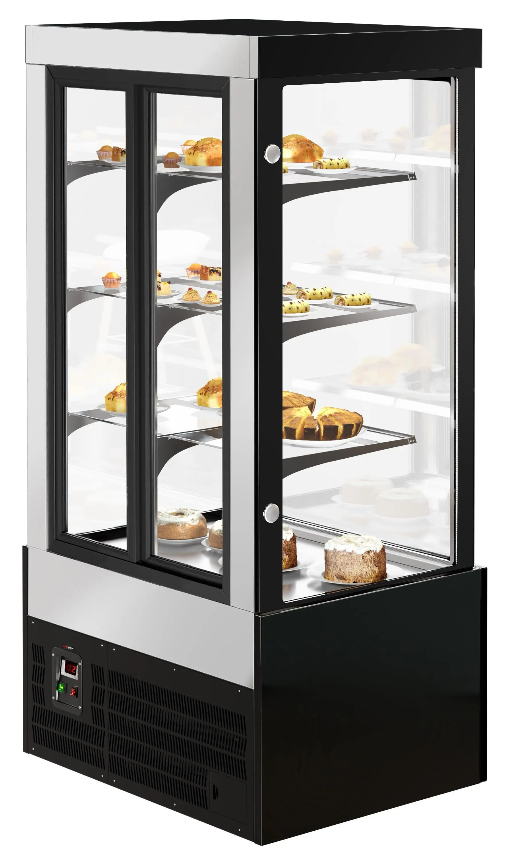 Кондитерская холодильная витрина GGM Gastro KTG107W (Black) - 4