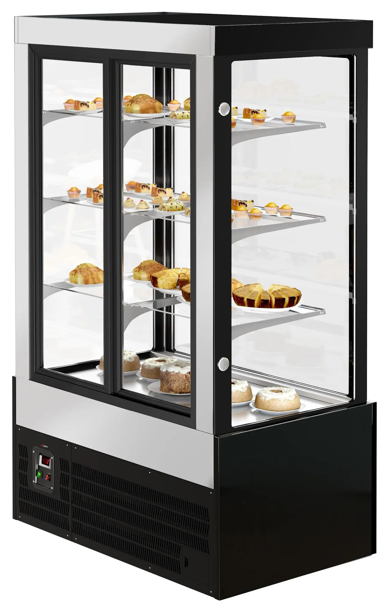 Кондитерская холодильная витрина GGM Gastro KTG127W (Black) - 4