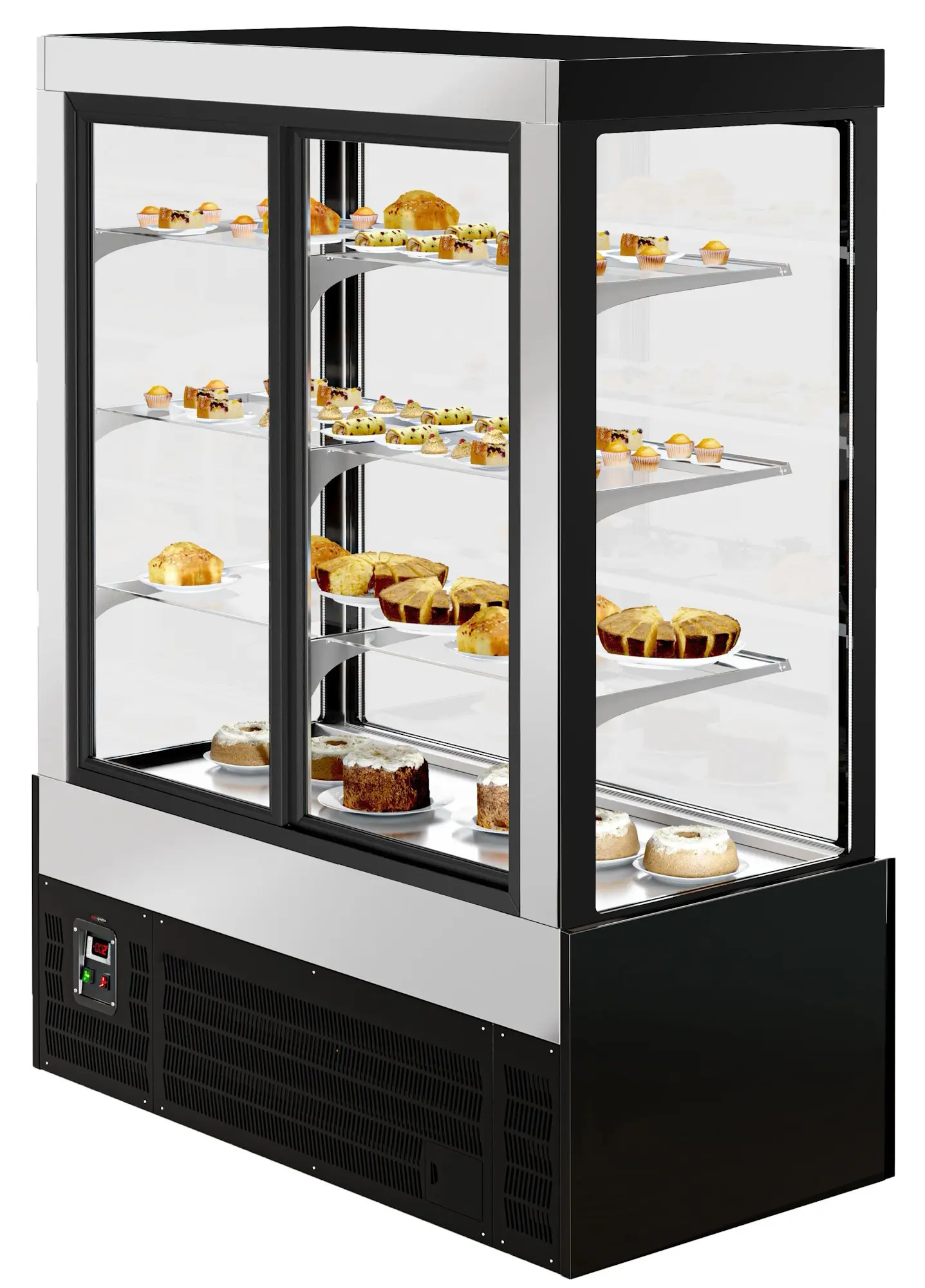 Кондитерская холодильная витрина GGM Gastro KTG157W (Black) - 4
