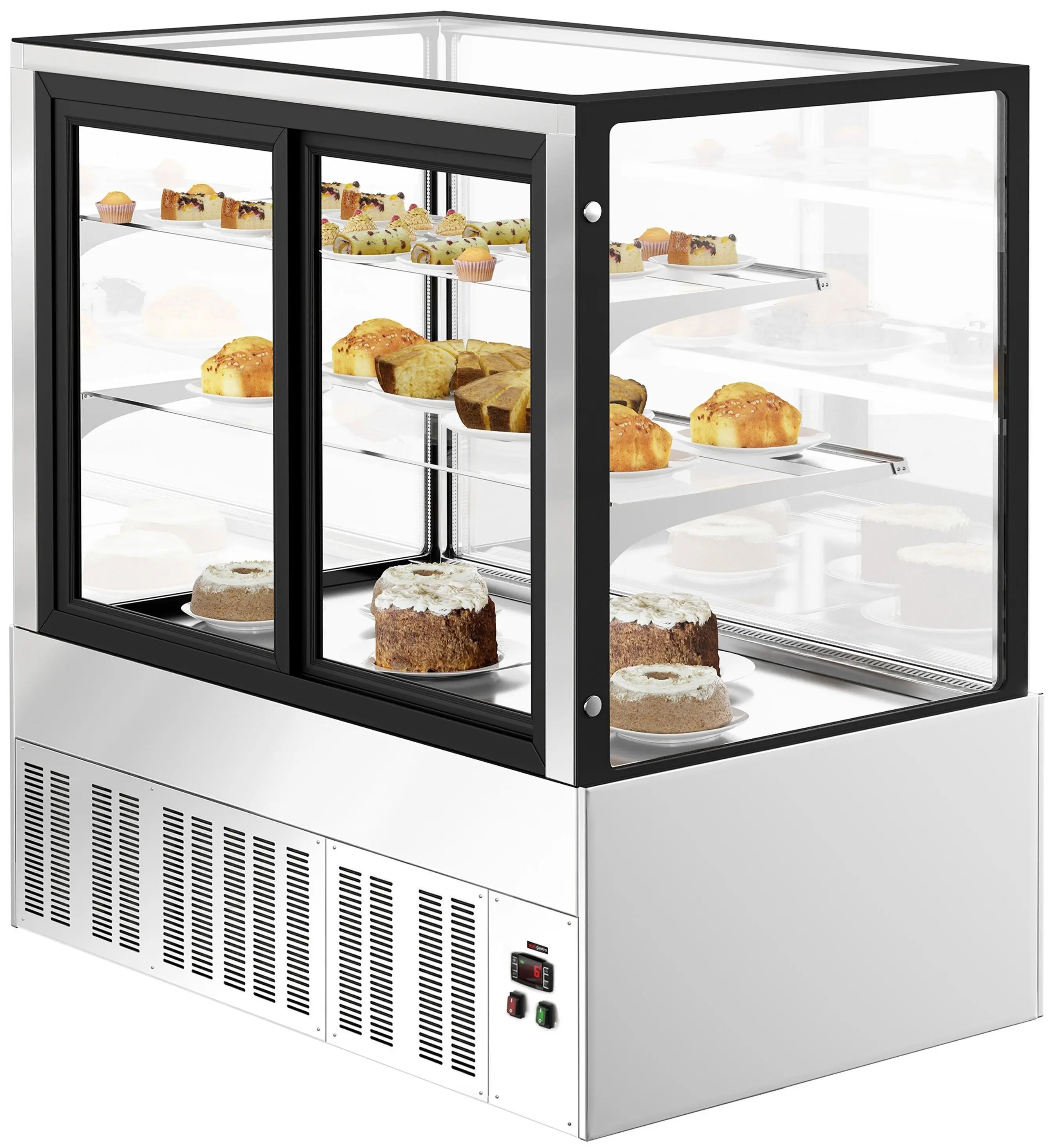 Кондитерская холодильная витрина GGM Gastro KTH12712A (Inox) - 4