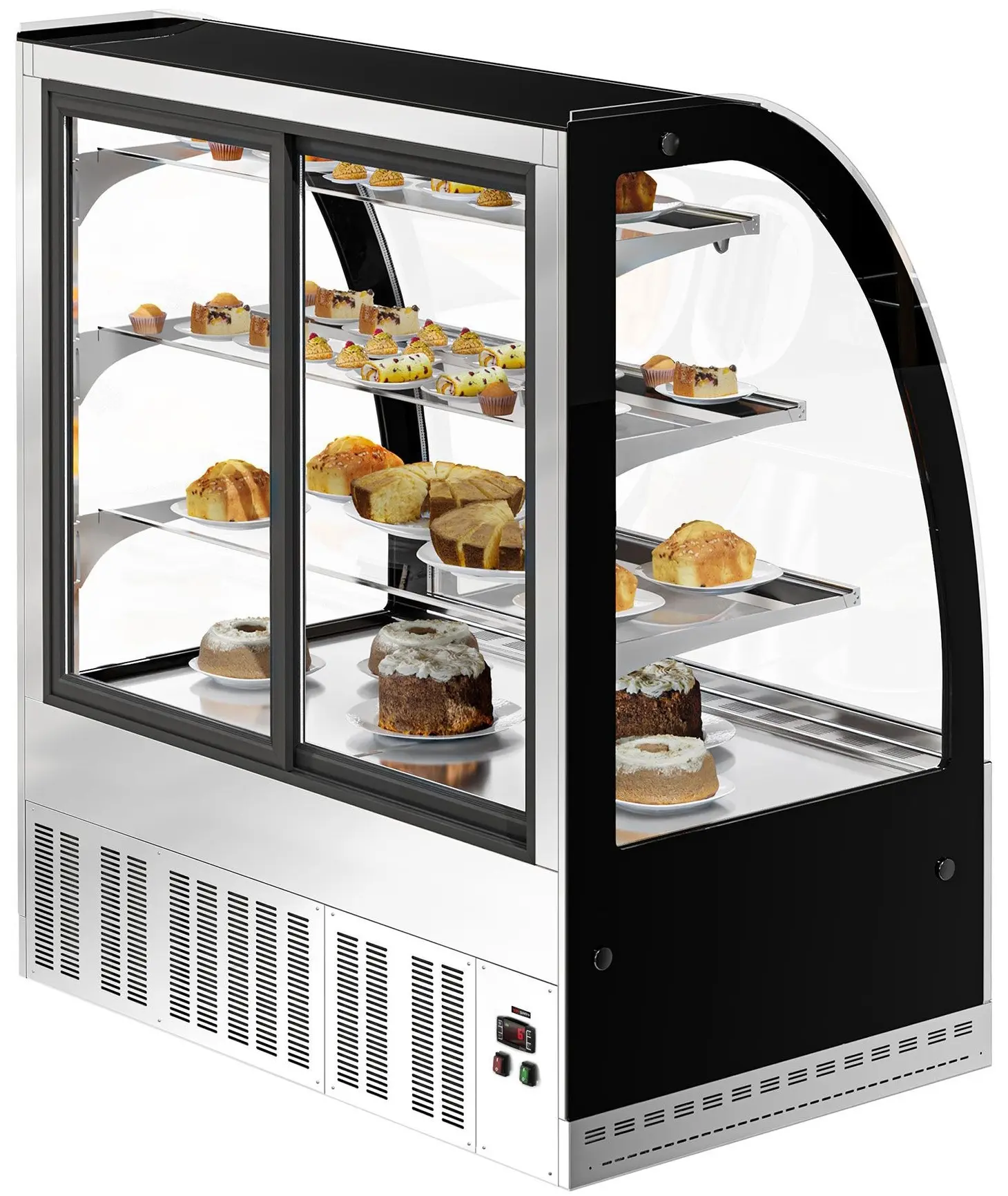 Vitrina frigorifica de patiserie GGM Gastro KTH12713R (Black/Inox) - 4