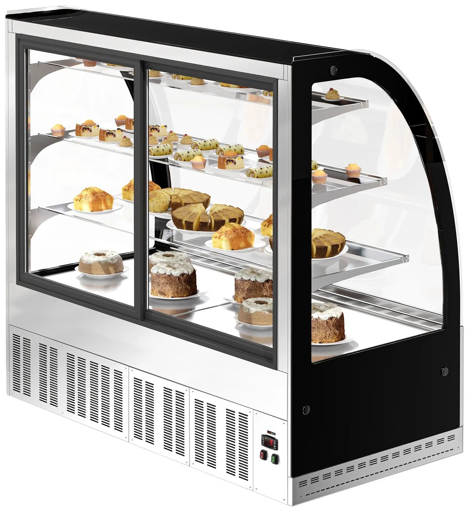 Vitrina frigorifica de patiserie GGM Gastro KTH15713R (Black/Inox) - 4