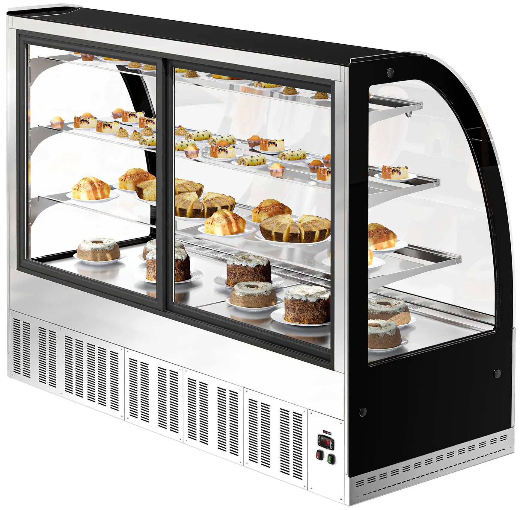 Кондитерская холодильная витрина GGM Gastro KTH18713R (Black/Inox) - 4