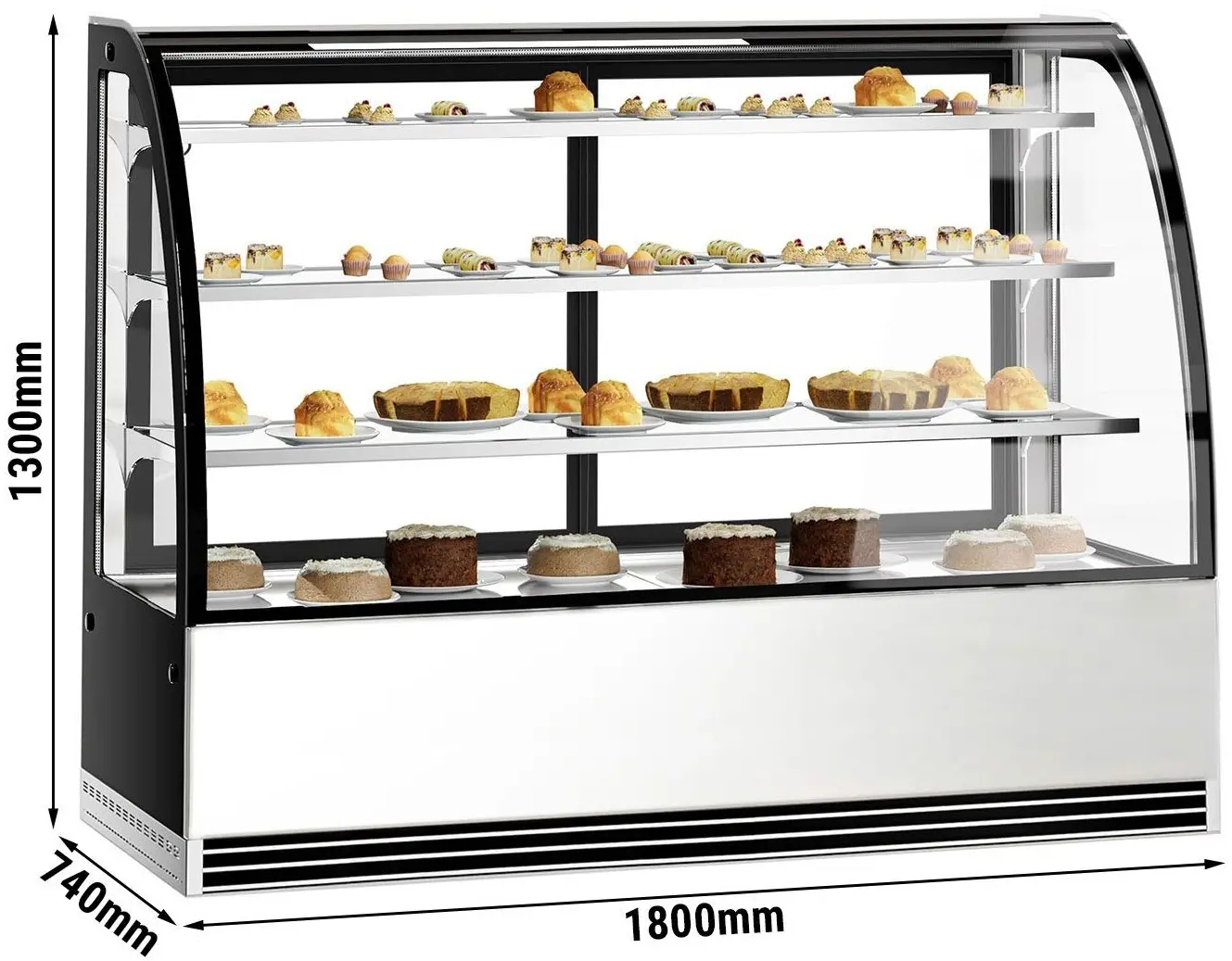 Кондитерская холодильная витрина GGM Gastro KTH18713R (Black/Inox) - 10