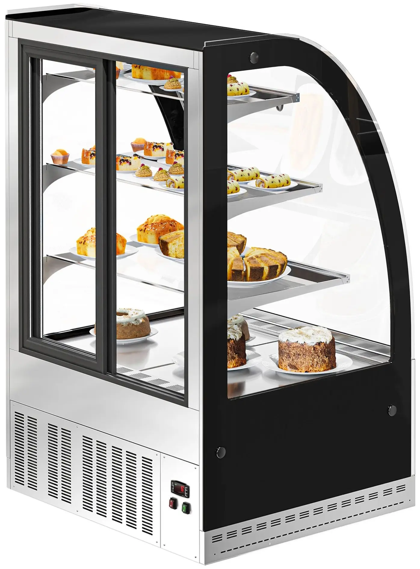 Vitrina frigorifica de patiserie GGM Gastro KTH9713R (Black/Inox) - 4