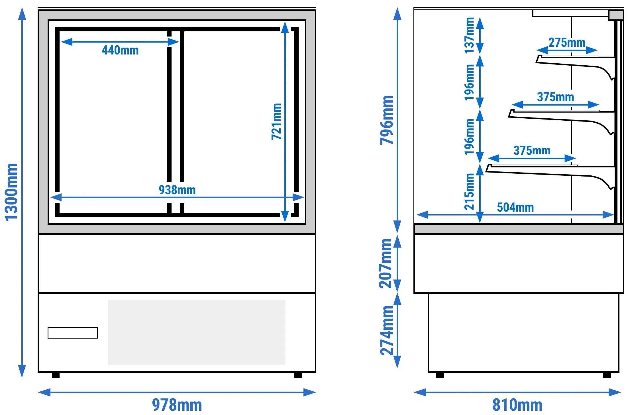 Vitrina frigorifica de patiserie GGM Gastro KUTI274 (Inox) - 6