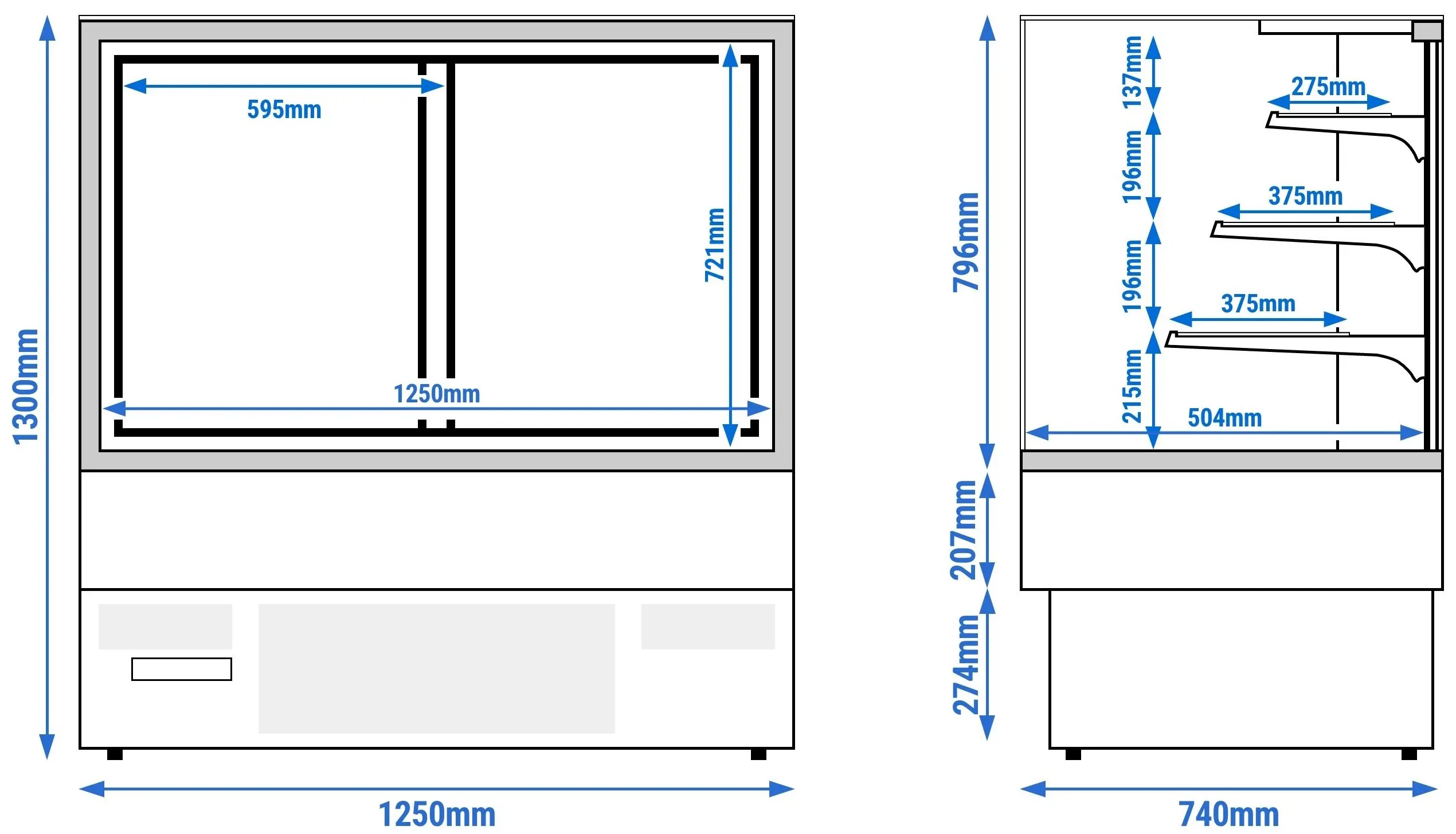 Vitrina frigorifica de patiserie GGM Gastro KUTI365 (Inox) - 6