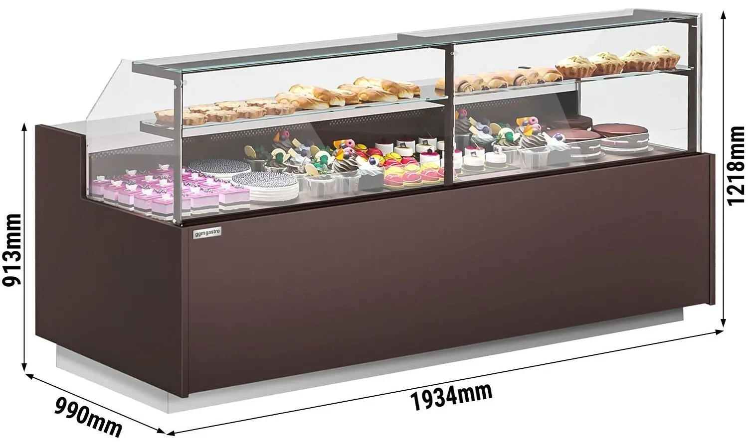 Vitrina frigorifica de patiserie GGM Gastro Riga KUI261-M (Brown) - 6