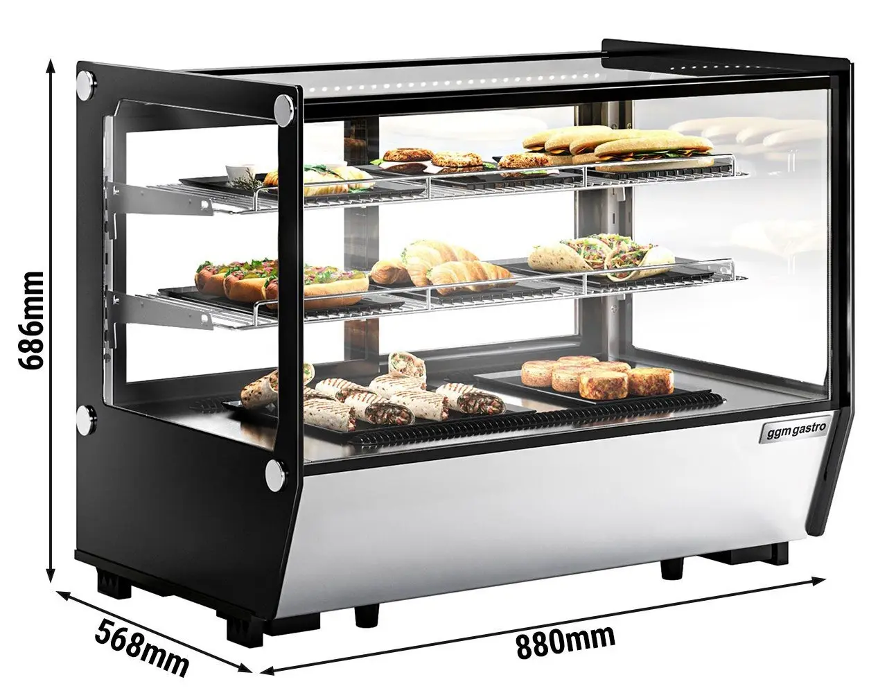 Кондитерская витрина настольная GGM Gastro TKVGNR160 (Black/Inox) - 12