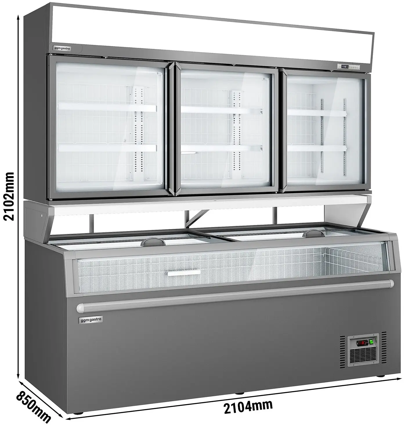 Морозильная витрина с бонетой GGM Gastro WTGIC3#TIEGIC3 (Grey) - 14