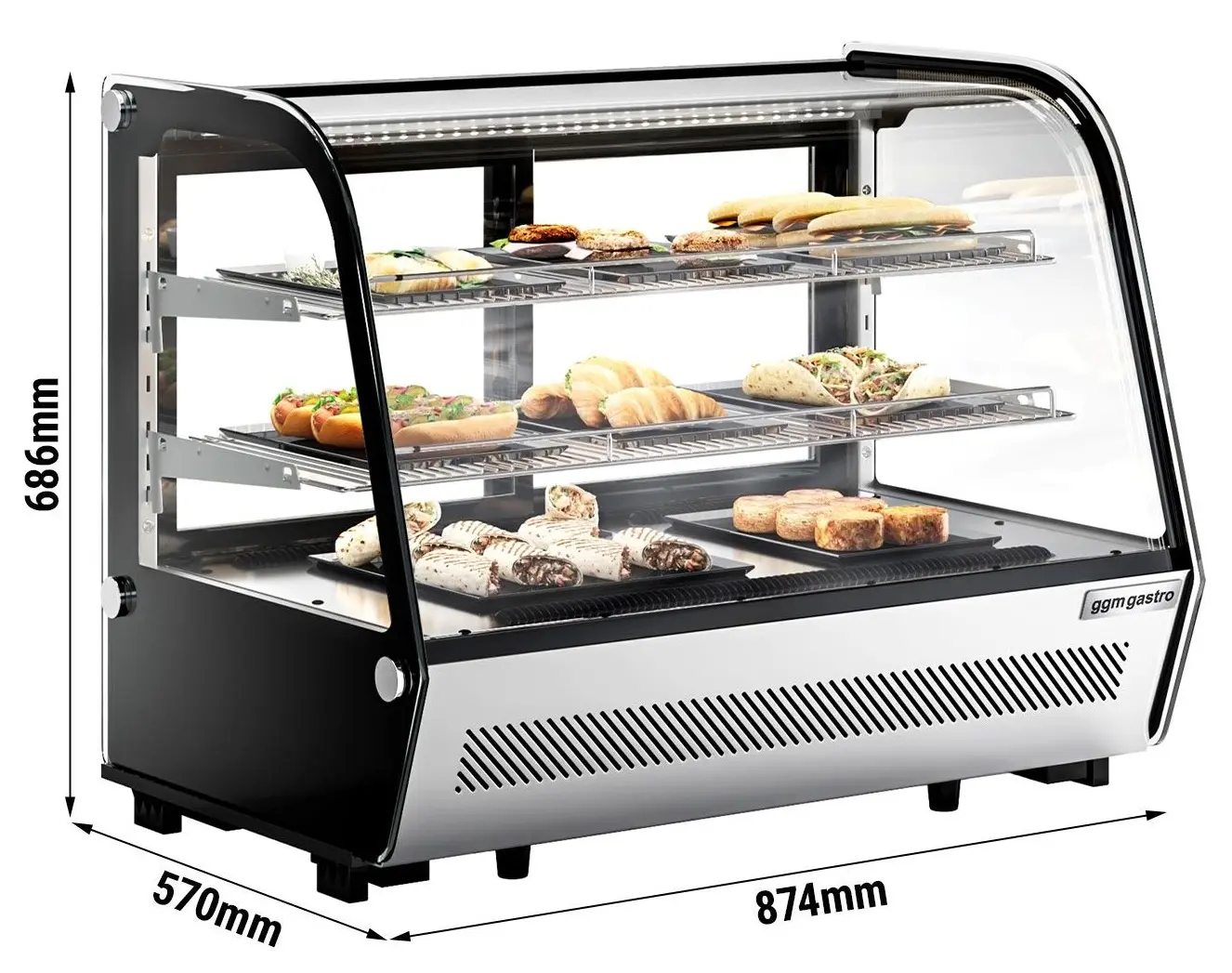 Настольная холодильная витрина GGM Gastro TKVNR160 (Silver/Black) - 12