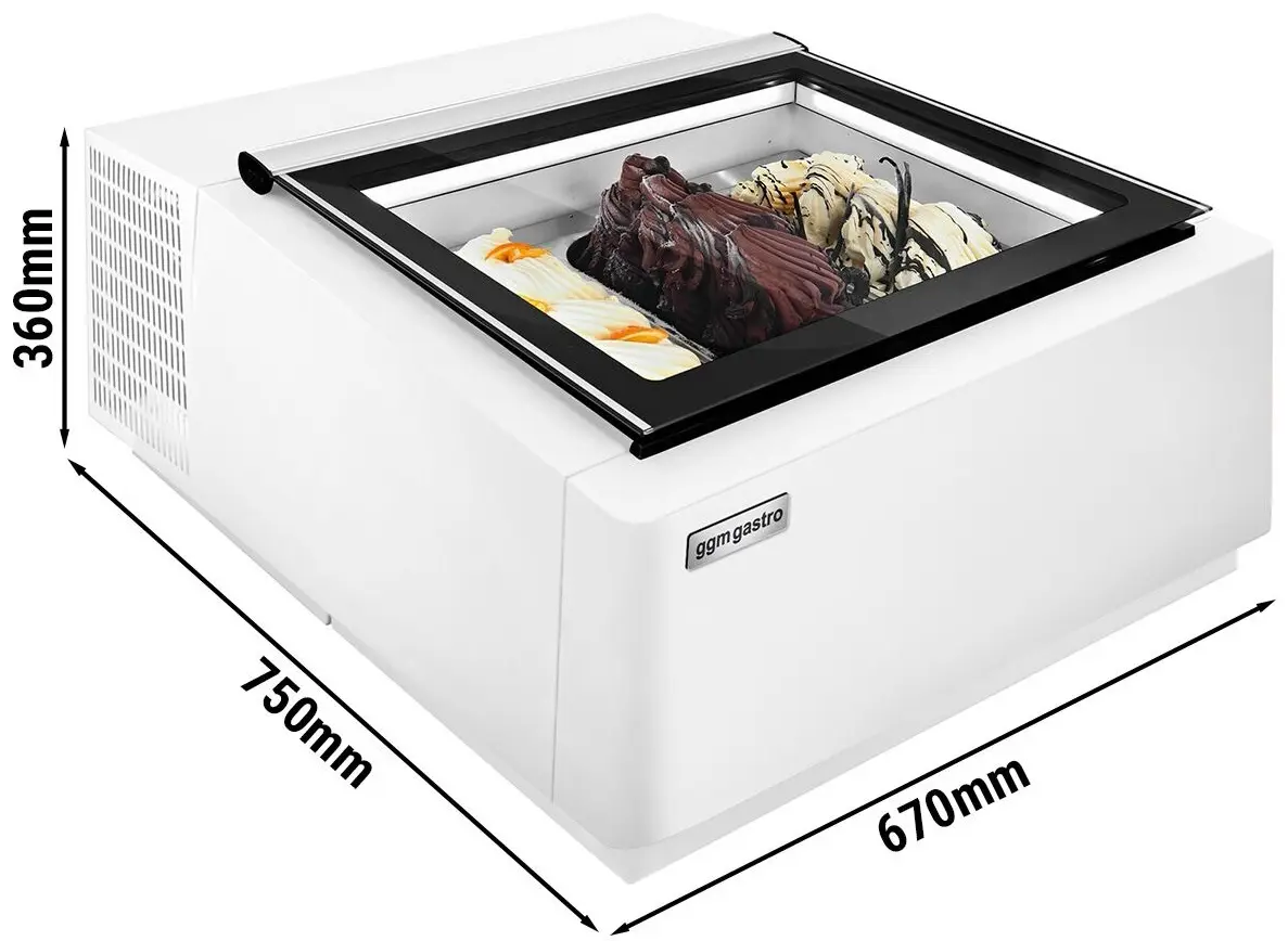 Настольная витрина для мороженого GGM Gastro TEVHA67W (White) - 6