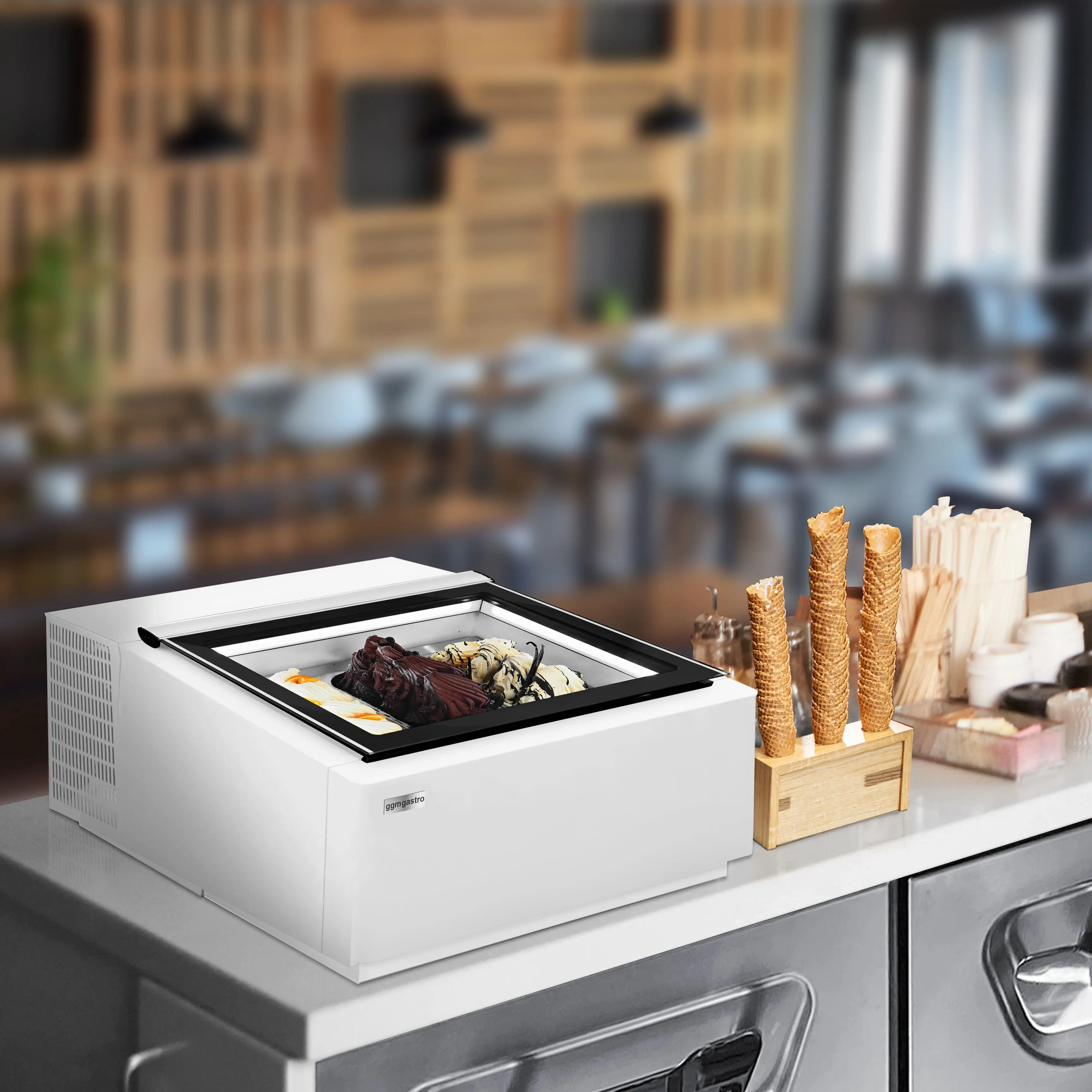 Настольная витрина для мороженого GGM Gastro TEVHA67W (White) - 8