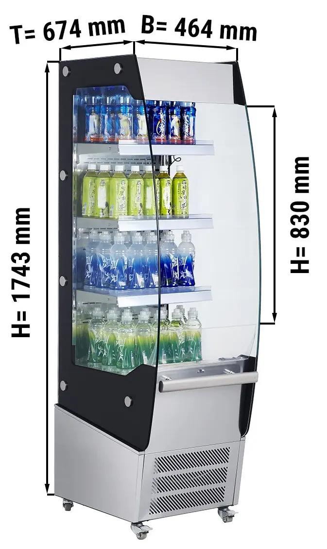 Открытая холодильная витрина GGM Gastro WKRN220N (Black/Inox) - 3