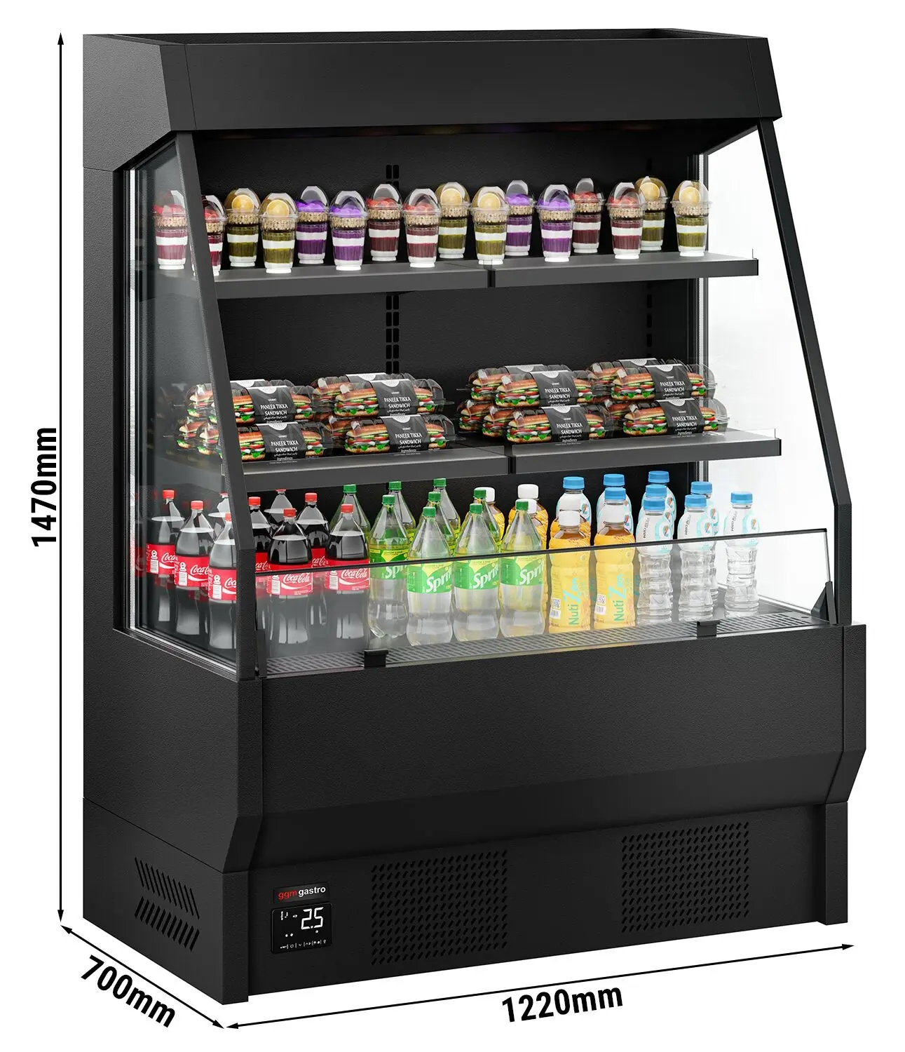 Открытая холодильная витрина GGM Gastro WKRS1220 (Black) - 9