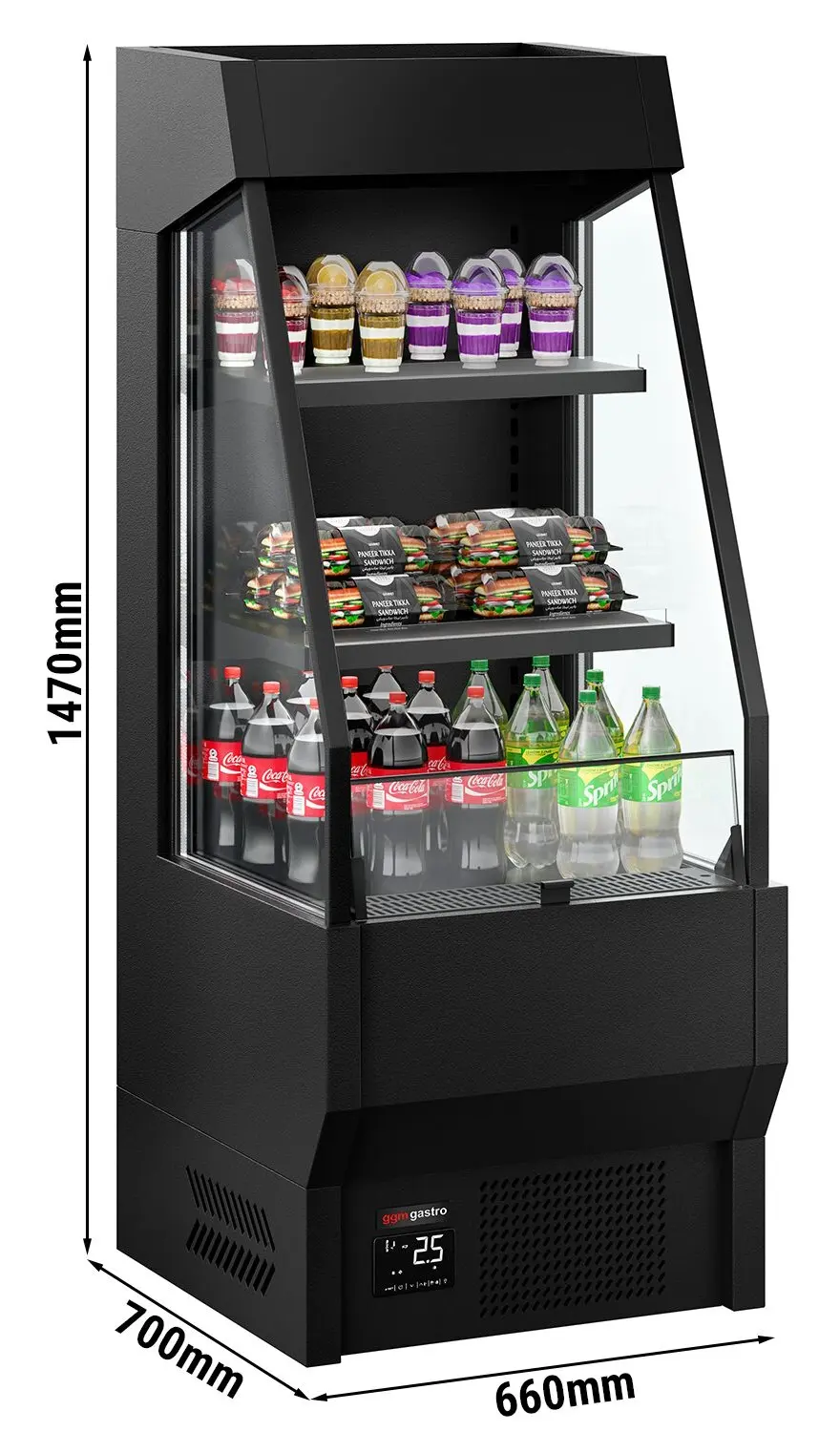 Открытая холодильная витрина GGM Gastro WKRS660 (Black) - 9