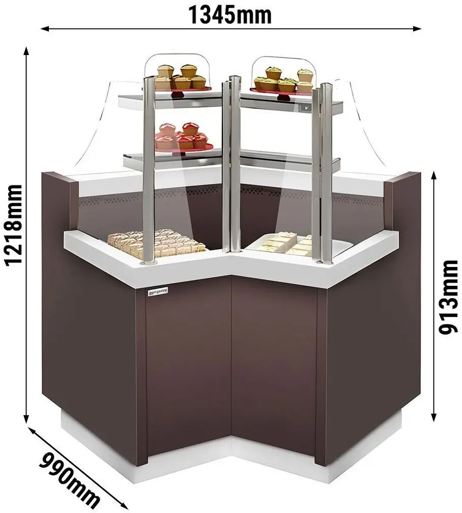 Угловая кондитерская холодильная витрина GGM Gastro Riga KUI45I-M (Brown) - 2