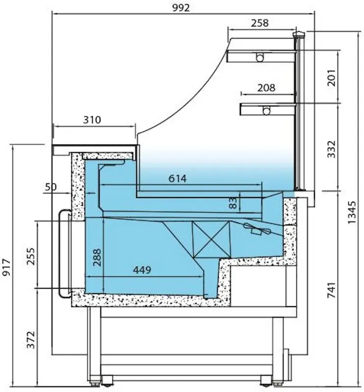 Угловая кондитерская холодильная витрина GGM Gastro Riga KUI45I-M (Brown) - 4