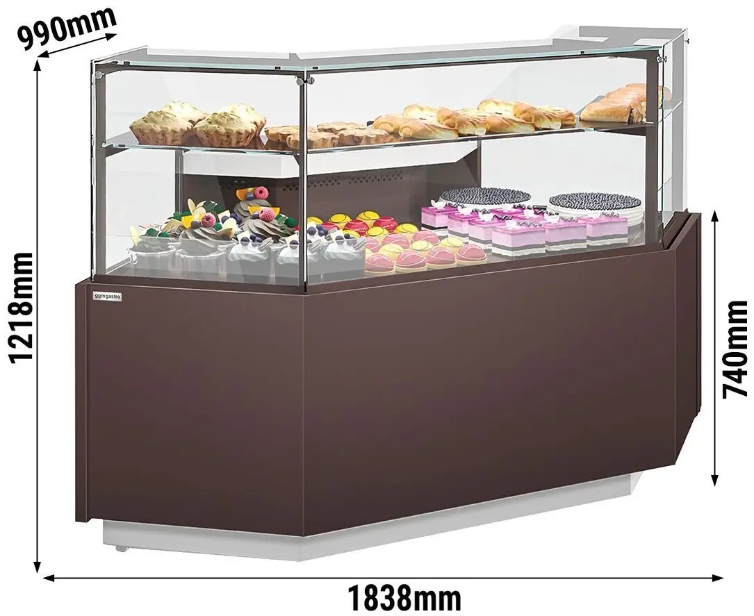 Vitrina frigorifica de patiserie de colt GGM Gastro Riga KUI90A-M (Brown) - 2