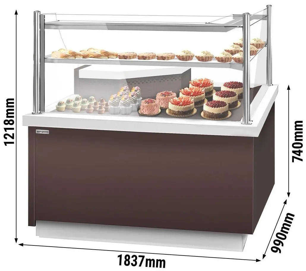 Vitrina frigorifica de patiserie de colt GGM Gastro Riga KUI90AE-M (Brown) - 2