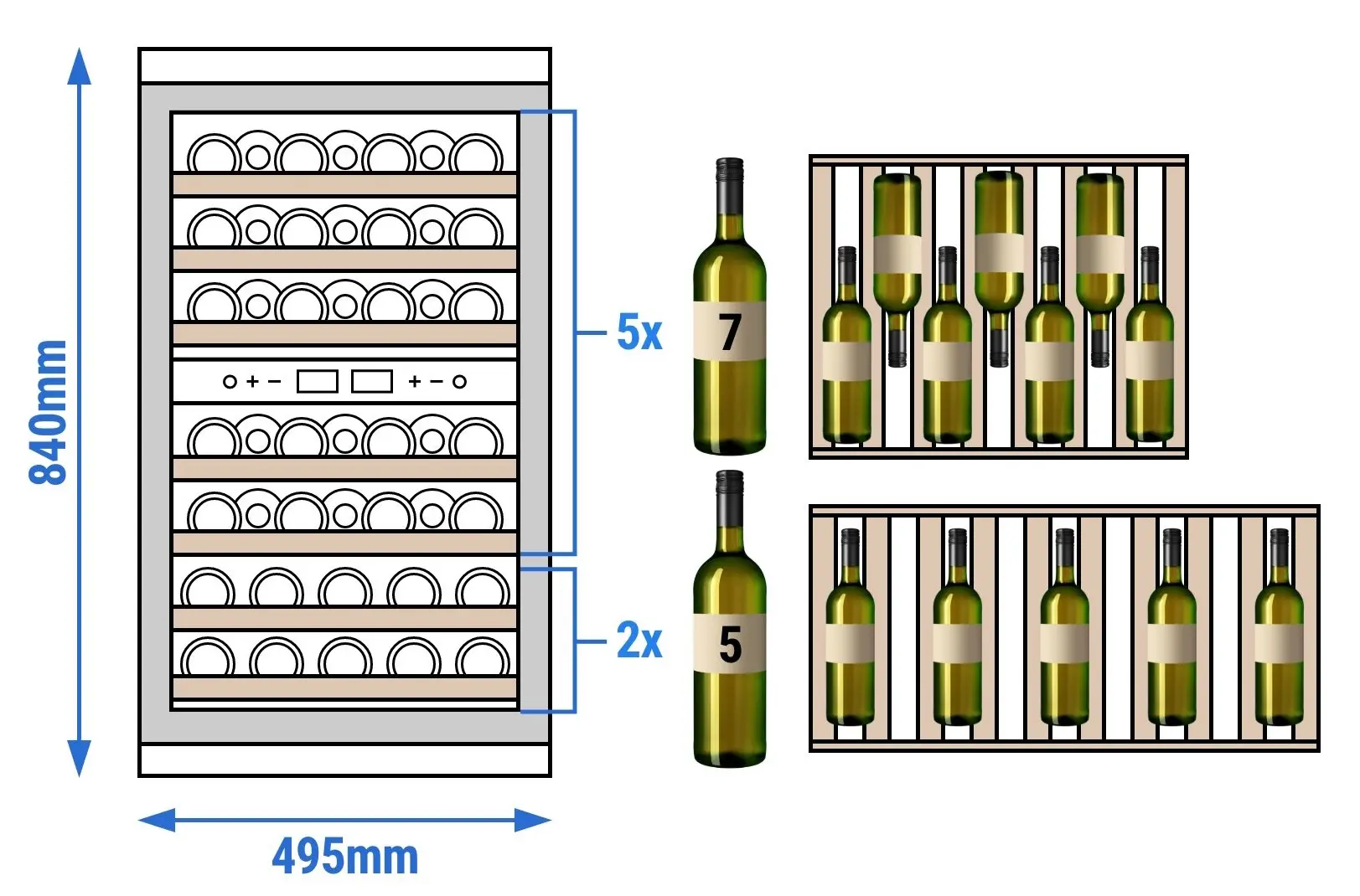 Vitrina frigorifica de vinuri GGM Gastro WKM120S-2N (Black) - 6