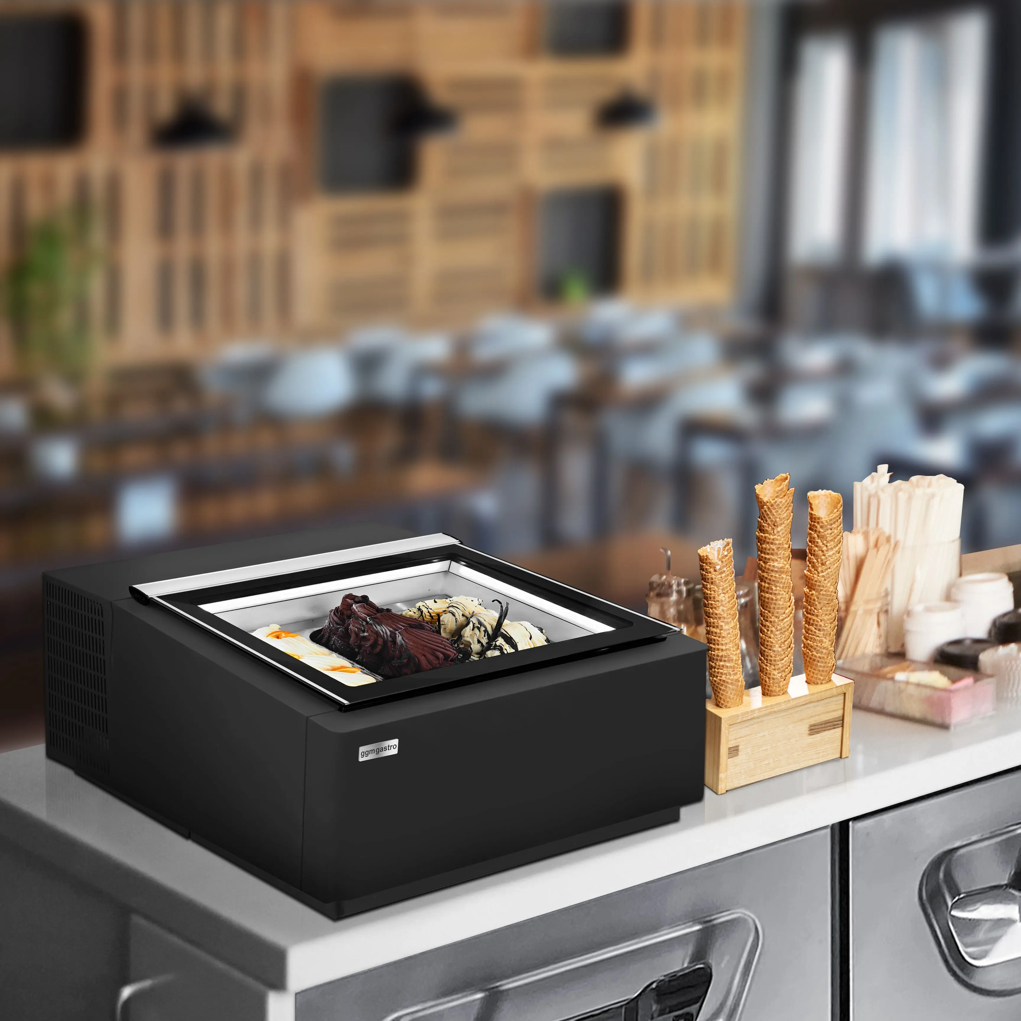 Витрина для мороженого GGM Gastro TEVHA67S (Black) - 7