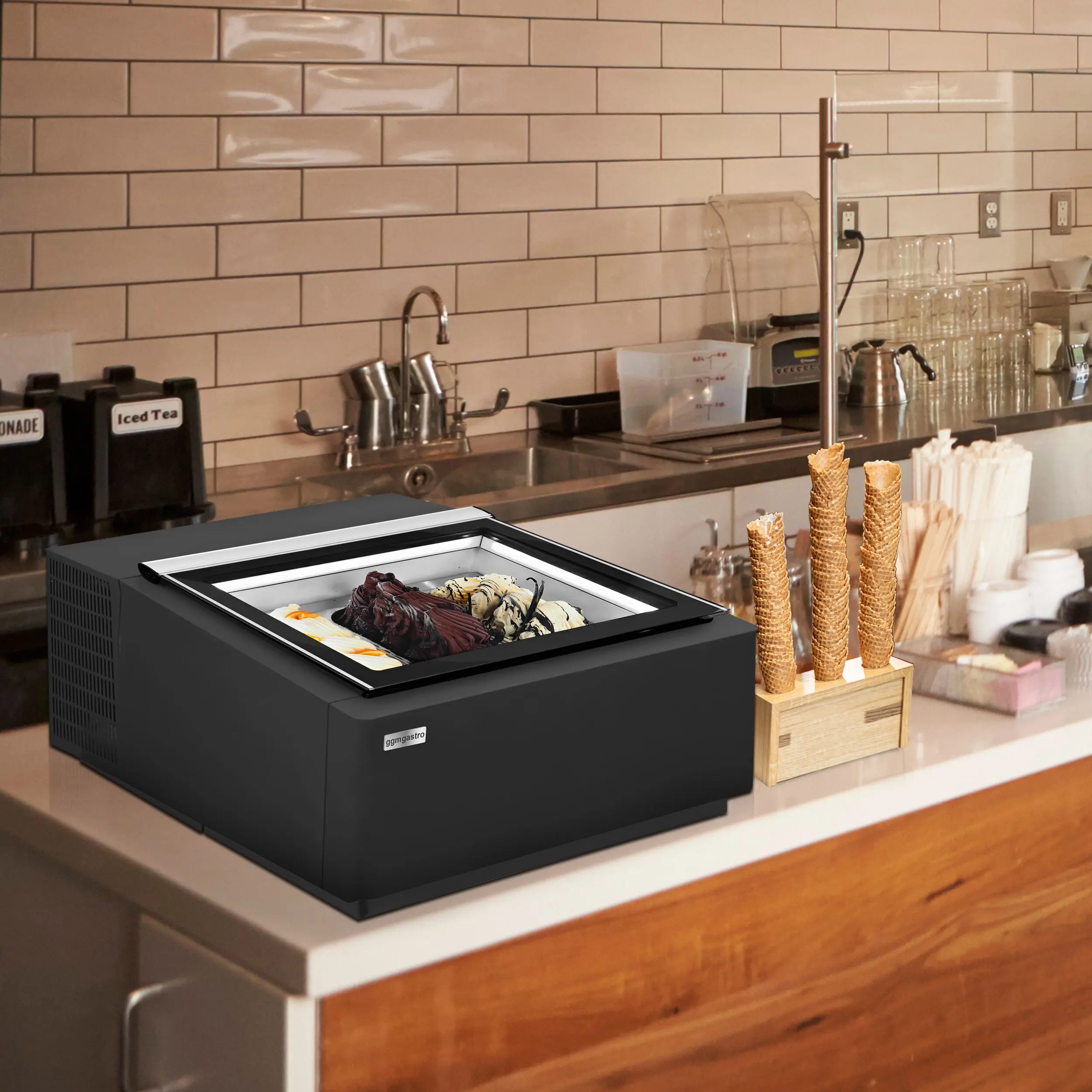 Витрина для мороженого GGM Gastro TEVHA67S (Black) - 8
