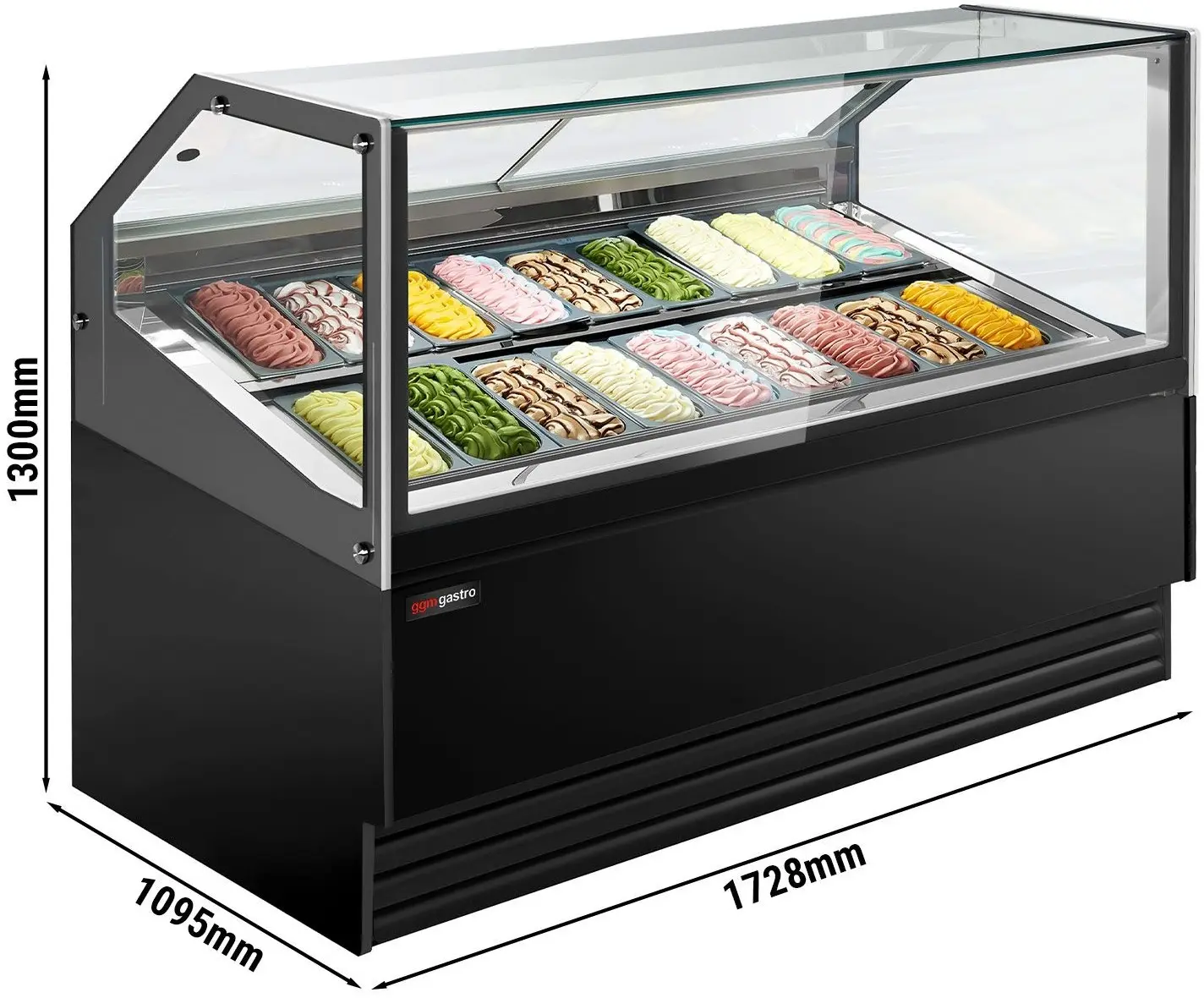 Vitrina pentru inghetata GGM Gastro Theo ETHA1710SN (Black) - 7