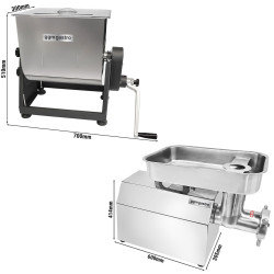Set masina de tocat carne + malaxor pentru carne GGM Gastro FMFC25#FWFC450 (Inox) Thumb