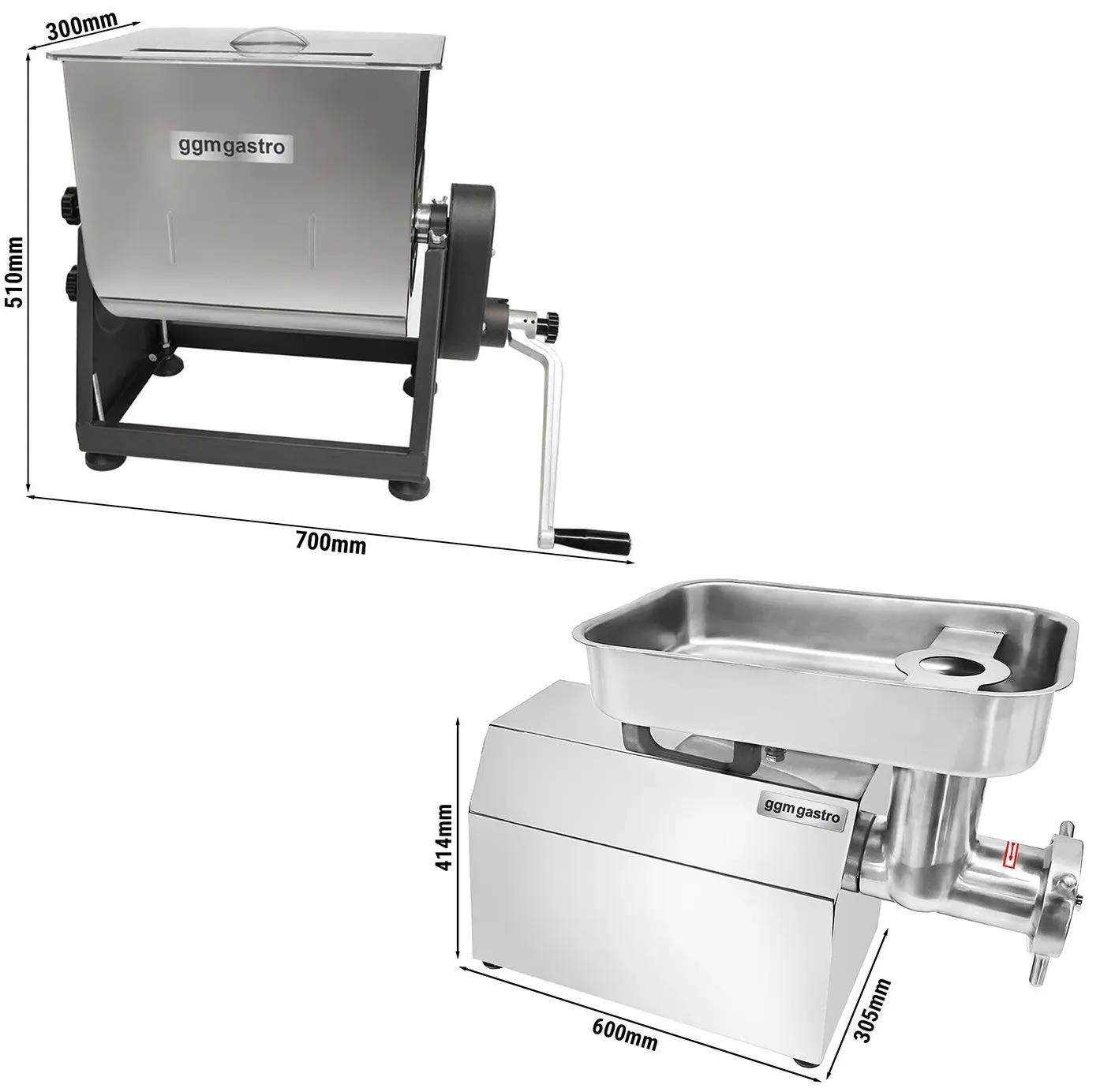 Set masina de tocat carne + malaxor pentru carne GGM Gastro FMFC25#FWFC450 (Inox) - 17